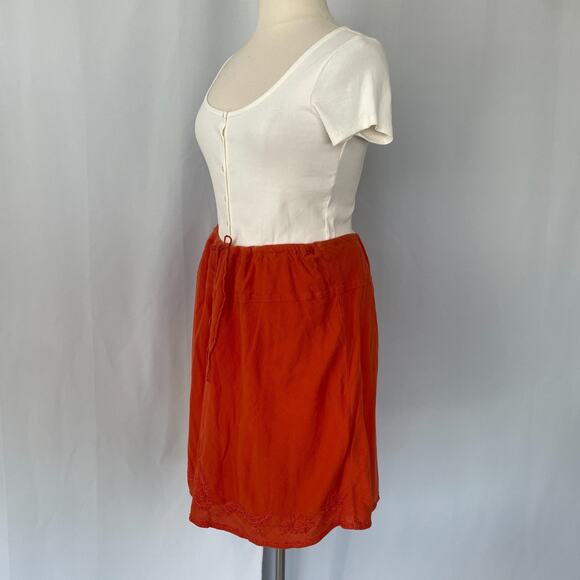 Boho Skirt Plus Size 2X Orange Solid Embroidered Pull On Lagenlook Y2K Fairy - Picture 8 of 13